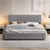 FOERPL Letto Matrimoniale King Size 180x200cm con Stoccaggio Idraulico e 2 Cassetti, Letto Matrimoniale con Testiera e Sommier, in Velluto, Design Moderno (Senza Materasso)