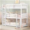 Huayz Letto a castello triplo per bambini 90x200cm, letto a castello per TRE persone smontabile in letto singolo, letto matrimoniale, casa, letto per gli ospiti in pino, senza materasso (Bianco)