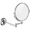 Hendalino Doppia Faccia Specchio Trucco da Parete Adesivo Ingranditore 3X 1x,Salvaspazio Bifacciale Tondo Specchio Trucco da Muro 360° Girevole Estensibile Bagno Hotel Spa 20cm (Argento Cromato)