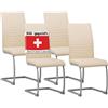 Albatros Sedia a sbalzo Murano Set di 4 sedie, Beige, SGS Testato