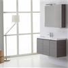 Kiamami Valentina - Mobile bagno sospeso 90cm 3 ante, lavabo decentrato a sinistra, specchio con pensile destro | Manhattan