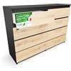 CDF Cassettiera 8 Cassetti Mobile Rovere Artisan Antracite 40x75x138 cm | Struttura in Laminato, Frontali Senza Maniglie, per Zona Notte e Zona Giorno, Stile Moderno, Organizzazione Domestica