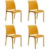 HOUSE COLLECTION , SEDIE VOLGA, SENZA BRACCIOLI, IN POLIPROPILENE, SENAPE, DESIGN IMPILABILE, (BCA175x4)