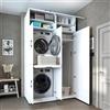 ROOMART Armadio per lavatrice Dora set per asciugatrice e lavatrice, 130 cm di larghezza, in 4 colori, con porte e cassetto estraibile (altezza 230 cm - con base, bianco)