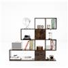 GYMAX Libreria Versatile con 10 Divisori Aperti, Scaffale a Scaletta con Superficie Impermeabile, Base e Antiribaltamento, Idea per Soggiorno, 120 x 19,5 x 109 cm (Marrone)