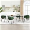KHISCHMO Set di 4 Sedie da Pranzo in Velluto, con Braccioli e Schienale Intrecciato a Nodo, Design Moderno, per Cucina Soggiorno Camera da Letto Ufficio, Verde