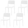HOMASIS Set di 4 Sedie Impilabili da Sala da Pranzo con Gambe in Metallo, Sedie con Seduta e Schienale in PP, Sedie Moderne per Soggiorno, Sala da Pranzo, Cucina, Sala d'Attesa (Bianco)
