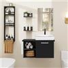 YU YUSING Set di Mobili da Bagno con Lavabo, Specchio, Portasciugamani | Arredo Bagno Completo, Mobile Lavandino Bagni da 71cm, Mensola Doccia 3 Ripiani, 2 Ripiani Muro, Set Rubinetti, Bianco