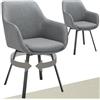 tectake® Set 2 Sedie Sala da Pranzo Girevoli Imbottite, Sedie Moderne con Braccioli e Schienale, Gambe in Acciaio Verniciato a Polvere, Poltroncine Antiscivolo, Sedie Arredamento Casa - Antracite
