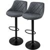ML DESIGN modern living ML-Design Set di 2 Sgabelli da Bar Rivestimento in Ecopelle Antracite Sgabello da Bancone Regolabile in Altezza 62-82 cm Girevole a 360° Sedie Alte Sedia da Bistrot con Schienale e Poggiapiedi