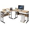 GIANTEX Scrivania ad angolo a forma di L 170 cm, Scrivania per computer con 2 ripiani, vassoio inclinabile, supporto per unità centrale, tavolo da computer, poco ingombrante, stile industriale
