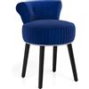 COSTWAY Poltrona da Trucco in Velluto, Sgabello Soggiorno con Gambe in Legno Massello, Sedia d'Accent per Camera da Letto, Soggiorno, Portata 110 kg (Blu)