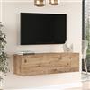 [en.casa] Mobile TV da Parete Armadio a Muro con Anta a Ribalta Consolle Pensile Stand Multimediale Larghezza 100 cm - Rovere Rustico