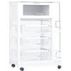 Liberoshopping Carrello da cucina con ruote portapane portafrutta portabottiglie in ferro (Laccato Bianco)