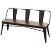 Mendler Panca Tre posti Design Industriale HWC-H10 Acciaio Verniciato Ecopelle - Marrone