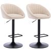Ya-Home Set di 2 Sgabelli da Bar Sgabelli alti Cucina in Tessuto di Lino Sgabello Bar con Schienale Sedie da Bar Regolabile e Girevole per Cucina Penisola,Beige