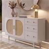 Mendler Credenza HWC-P52, cassettiera armadietto, 3 cassetti vani portaoggetti, polyrattan MDF melamina 80x120x40cm - bianco
