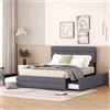 TIZZ Letto a piattaforma con brocciatrice per due persone e due cassetti, 140 x 200 cm (grigio)