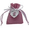 Doni Bomboniere Battesimo Bambina 12 Sacchettini Portaconfetti in Juta Rosa con Gessetto Cuore con Orsetto Festa Gadget Nascita Primo Compleanno Bimba Evento Fai da Te