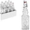 OISE ART STORE Trade Shop - Set 12 Pz Bottiglie in Vetro Quadrata Decorata con Tappo Meccanico 150 Ml 108008