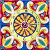 Napolamp Orologio piastrella in Ceramica da Parete con Stampa Decoro Vietrese 6 Adatto per Ogni Ambiente della casa dell'ufficio e dello Studio cm 30x0.5x30