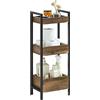 SoBuy Mobiletto Bagno Salvaspazio con 3 Ripiani Robusti - Mobile Bagno Stretto in MDF fino a 30kg, Armadietto Bagno color legno per piccoli bagni 28x20x74cm FRG226-F