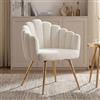 chairus Poltrona Salotto Poltrona Imbottita in Pelliccia Sintetica Sedia da Salotto con Gambe in Metallo Sedie per Camera da Letto/Soggiorno, Bianco