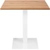 Liberoshopping Tavolo da bar quadrato con base centrale in metallo e piano laminato resistente - ideale per locali, ristoranti, pub, uso interno o esterni coperti (Gamba Bianca, Rovere, 80x80)