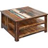 MASSIVMOEBEL24.DE NATURE OF SPIRIT #105 Tavolino da salotto in legno riciclato - laccato/multicolore 90x90x48
