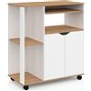 IDMarket - Carrello da cucina legno bianco e ante di faggio L.76 cm COSI