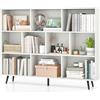 COSTWAY Libreria a 10 Cubi, Organizzatore di Stoccaggio Moderno con 5 Gambe di Metallo, Scaffale per Esposizione con 2 Kit Anti-Ribaltamento per Soggiorno Studio Camera da Letto, Bianco (140x24x107cm)