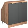 Vicco Mobile cucina sottotetto R-Line, Antracite-oro, 80 cm con 2 porte, carcassa 60 cm profondità, per la libera combinazione all'interno di sistemi cucina modulari