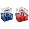 mille idee 2 set Portabottiglie 2 cestelli in plastica 6 posti con 12 bottiglie in vetro 1litro costolata con tappo ermetico pressione