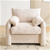 Soweiz Design moderno, divano singolo, sedia per il tempo libero, in ciniglia, poltrona oversize, sedia decorativa, adatta per soggiorno e camera da letto, 96 x 82 x 84 cm (beige)