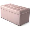 MG Design Pouf contenitore imbottito 45 × 90 cm Rosa - capacità ca. 100 L, fino a 300 kg, seduta morbida, struttura solida, già montato e facile da pulire