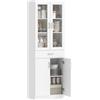HOMCOM Credenza Cucina Alta 180cm con Ante in Vetro Soft-Close Bianco