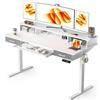 WALKINGDESK Scrivania Regolabile in Altezza con vassoio per tastiera, 160 x 60 cm Scrivania Elettrica con 2 Cassetti, Standing Desk con Supporto per Monitor, 4 funzione di memoria, Bianca