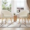 Ckaff Set di 2 Poltrona Conchiglia Camera da Letto, Poltrona da Salotto in Velluto, Poltroncina Imbottita con Gambe in Oro per Soggiorno Camera da Letto Sale da Pranzo, Beige