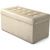 MG Design Pouf contenitore imbottito 45 × 90 cm Crema - capacità ca. 100 L, fino a 300 kg, seduta morbida, struttura solida, già montato e facile da pulire