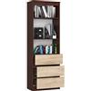 Generic BDW, libreria per giovani, libreria per il soggiorno, divisorio, 3 cassetti, 2 ripiani, 185 x 60 x 35 cm, colore (Venga/rovere Sonoma)