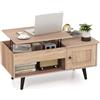 LIFEZEAL Tavolino da Salotto Sollevabile, Tavolino da Caffè Apribile, Tavolino Basso con Piano Elevabile, Contenitore, 3 Scomparti, 1 Armadietto, Soggiorno, Max 200 kg, 100x50x46-60 cm (naturale)