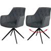 Mendler Set 2x sedie HWC-L80 sala da pranzo soggiorno imbottite girevoli tessuto - antracite