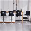 KHISCHMO Set di 4 Sgabelli da Bar in Velluto, Girevoli 360° Regolabili Altezza, Schienale Testa di Leone Ergonomico, Base Metallica Poggiapiedi, Design Moderno Cucina Home Bar, Argento nero