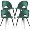 [en.casa] Set di 4 Sedie da Sala Pranzo Poltroncine per Salotto Cucina Sedie Imbottite con Rivestimento in Tessuto Effetto Velluto 77 x 50 x 55 cm - Verde Scuro/Nero