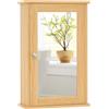 COSTWAY Armadio a Specchio da Bagno a 2 Ripiani 34 x 15 x 51cm, Armadietto Mobiletto per Bagno da Muro, Mensola Regolabile (Naturale)