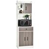 COSTWAY Credenza Alta per Cucina, Mobile da Cucina Moderno con 2 Ante e Cassetto, con Ripiani Regolabili e Foro per Cavi, Ampio Spazio Aperto per Microonde, 60 x 40 x 180 cm (Bianco)