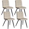 Duhome Sedie da sala da pranzo set 4er set da cucina sedia soggiorno sedia in velluto con schienale, telaio realizzato con design della sedia imbottita in metallo, beige