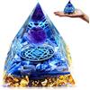 HINATAA Piramide di Orgonite, Cristalloterapia Pietre Sfera di Ametista, Pietre Chakra di Cristallo Tigre, Dell'albero Vita Piramidi Energetiche, Chakra Healing Meditazione Yoga (D)