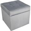 MG Design Pouf contenitore imbottito 45 x 45 cm Grigio - capacità ca. 50L, fino a 300 kg, superficie resistente e morbida, struttura solida, già montato e facile da pulire