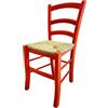 ZStyle Sedia Venezia Legno Colorata Ristorante Agriturismo Cucina Casa Paglia - Verde Blu Giallo Rosso (Arancione)